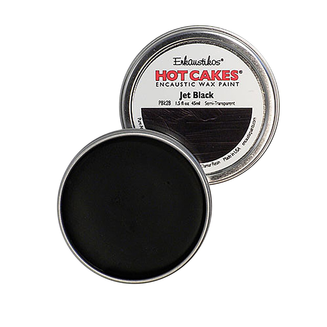 Enkaustikos Hot Cake Encaustic Wax Paint, 1.5 Oz. Tin, Jet Black